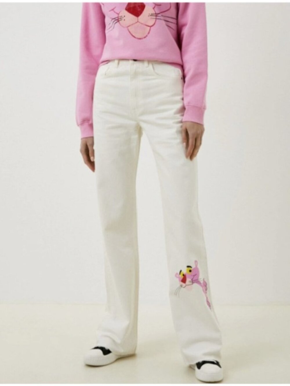 Desigual x Pink Panther Wide Leg Jeans White ( 10 )